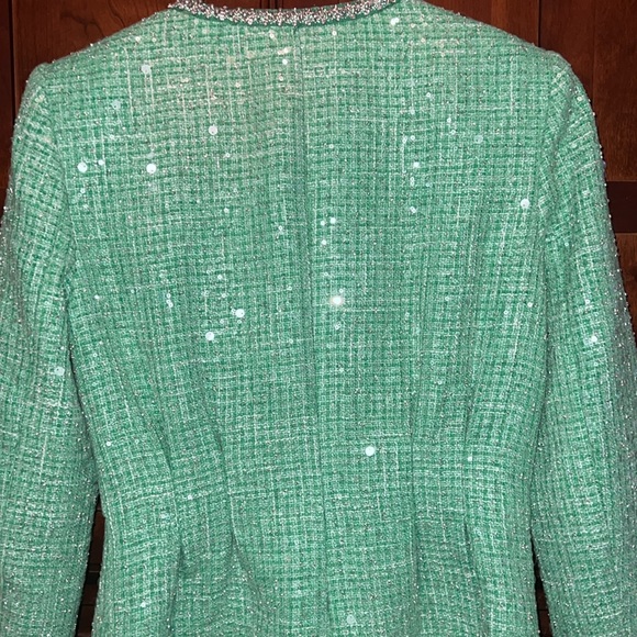 Self Portrait Long sleeve green dress with diamonds and sparkles! Never worn! - Picture 10 of 11